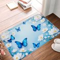 thumbnail image 1 of FJPT Non Slip Flannel Polyester Floor Mat With Blue Butterflies And White Flowers Design For Bathroom Kitchen Bedroom Decor 31.5x19.7 inch, 1 of 5