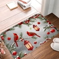 thumbnail image 1 of FJPT Non Slip Flannel Polyester Floor Mat With Christmas Cardinals And Lanterns Design For Bathroom Kitchen Bedroom Decor 31.5x19.7 inch, 1 of 5