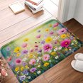 thumbnail image 1 of FJPT Non Slip Flannel Polyester Floor Mat With Colorful Flowers Design For Bathroom Kitchen Bedroom Decor 31.5x19.7 inch, 1 of 5