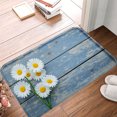 thumbnail image 1 of FJPT Non Slip Flannel Polyester Floor Mat With Daisy Flower Design For Bathroom Kitchen Bedroom Decor 16x24 inch, 1 of 5