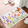 thumbnail image 1 of FJPT Non Slip Flannel Polyester Floor Mat With Floral And Butterfly Design For Bathroom Kitchen Bedroom Decor 31.5x19.7 inch, 1 of 5