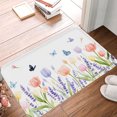 thumbnail image 1 of FJPT Non Slip Flannel Polyester Floor Mat With Floral Tulip And Lavender Design For Bathroom Kitchen Bedroom Decor 16x24 inch, 1 of 5