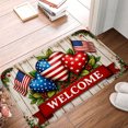 thumbnail image 1 of FJPT Patriotic Welcome Heart Flag Floor Mat For Bathroom Kitchen Bedroom Decor 31.5x19.7 inch, 1 of 5