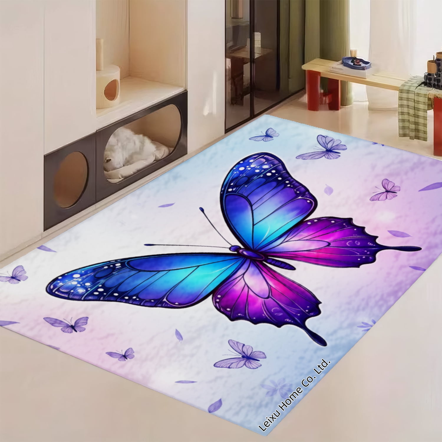 FJPT Soft Small Area Rugs Non Slip Indoor Floor Carpet Butterfly Design ...