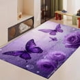 thumbnail image 1 of FJPT Soft Small Area Rugs Non Slip Indoor Floor Carpet Purple Butterflies And Roses Design For Living Room Bedroom Decor 47.2x31.5 inch, 1 of 4