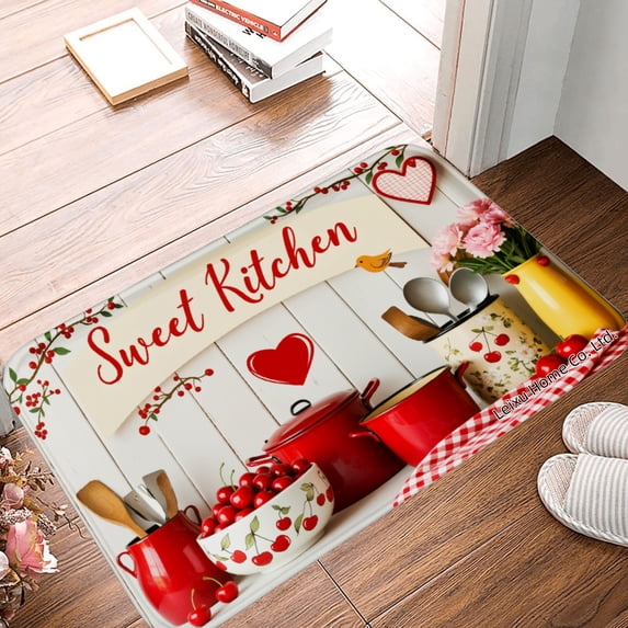 FJPT Sweet Kitchen Non Slip Flannel Polyester Floor Mat For Bathroom Kitchen Bedroom Decor 16x24 inch