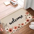 thumbnail image 1 of FJPT Welcome Floral Non Slip Flannel Polyester Floor Mat For Bathroom Kitchen Bedroom Decor 16x24 inch, 1 of 5