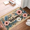 thumbnail image 1 of FJPT Welcome Floral Non Slip Flannel Polyester Floor Mat For Bathroom Kitchen Bedroom Decor 31.5x19.7 inch, 1 of 5
