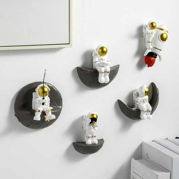 FJS Astronauts Wall Decor Set of 5, Wall Modern Home Decor Wall Decorations for Living Room, Outer Space Theme Decorations Space Decor for Kids Room Boys Room, 3D Wall Decor for Bedroom C80