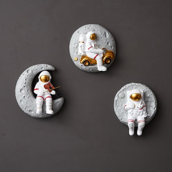 FJS Astronauts Wall Sculptures Set of 3, Modern Boys Room Decor, Space Theme Wall Art for Bedroom, Kids Room, Living Room C82