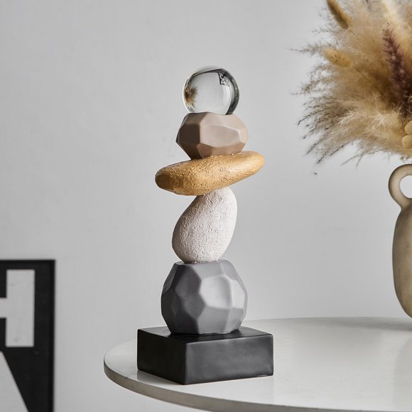 FJS Modern Statue for Living Room Table Decor, Stone Sculpture for Coffee Table Decorations, Colorful Sculptures Home Dcor Accents for Shelf Bookshelf, Gifts for Good Luck, Health, Strength C82