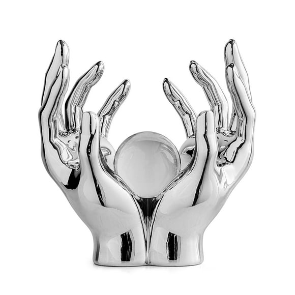 FJS Silver Home Decor Hands Sculpture Decorations for Living Room, Modern Art Statue Sculptures Room Aesthetic Decor, Shelf Coffee Table TV Stand Decoration (Sliver) C85