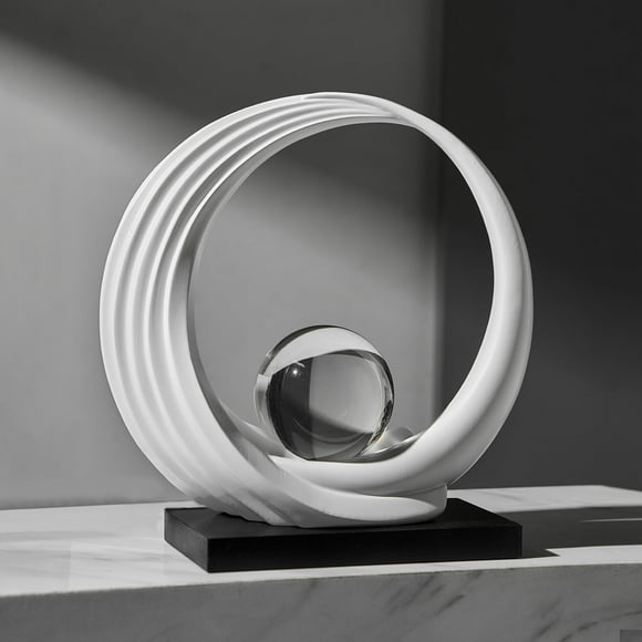 FJS White Statue Decor for Living Room, Modern Decorations for Shelf Coffee Table Centerpiece, Resin Abstract Art Sculptures Home Dcor Accents for Dining Room Bedroom Office C85