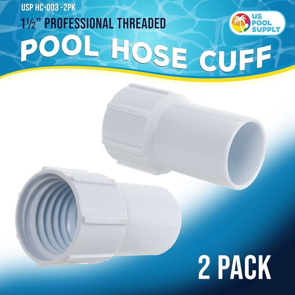 FJSHN-1-1/2" Pool Hose Cuff, 2 Pack - Swimming Pool Replacement Cuff for Spiral-Wound Vacuum Hoses - Threaded Cuff, Durable ABS Plastic, Repair Hose Ends, Connect Vacuum Head, Skimmer Inlet