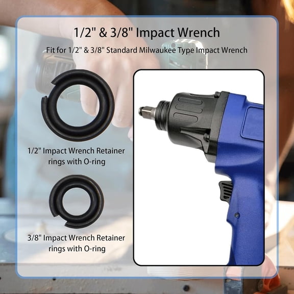 FJSHN-12 Sets 1/2" & 3/8" Impact Wrench Retainer Rings with O-Ring Kit Includes Retainer Ring Anvil Install Tool, Fit For Electric/Pneumatic Wrench
