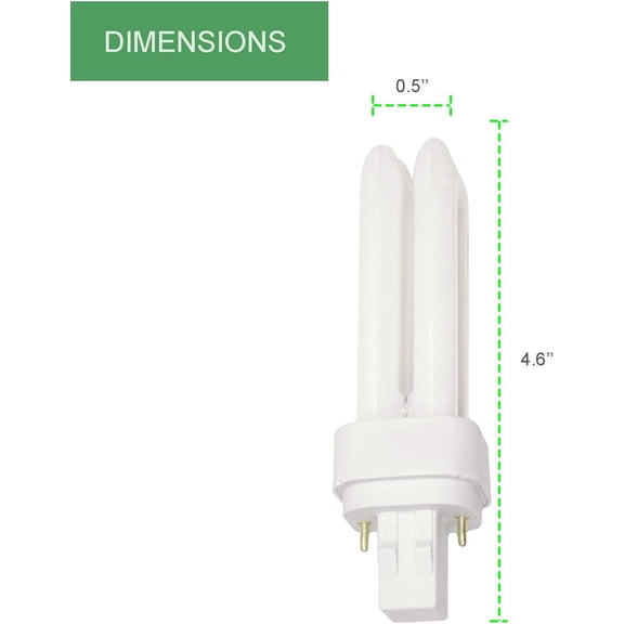 FJSHN-13 Watt CFL Light Bulbs 2 Pin GX23-2 Base 2700K Soft White 13W High Output 800 Lumens Double Tube Compact Fluorescent Light Bulbs Plug-in 4 Pack