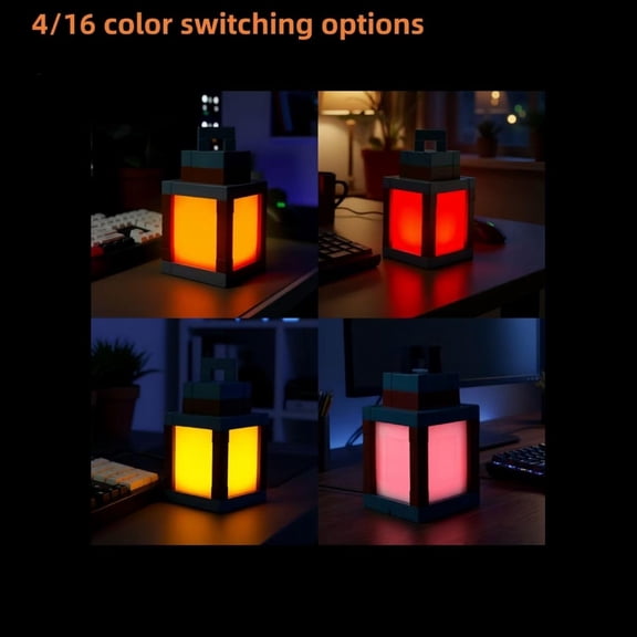 FJSHN-16color Pixel Night Light,Retro LED Pixel Cube Desktop and Wall lamp,USB Charging Ambient Light,with Built-in Chain Remote Control and Touch Control,Suitable for Bedroom and Home Decoration