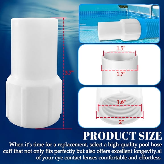 FJSHN-(2-Pack) 1-1/2" Pool Hose Cuff Threaded Hose Cuff for Spiral Wound Swimming Pool Vacuums Hoses Connects the Vacuum Head to the Vacuum Skimmer Inlet Made of Highly Durable ABS Plastic