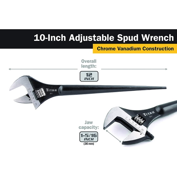 FJSHN-211 Adjustable Construction Spud Wrench, 10-Inch