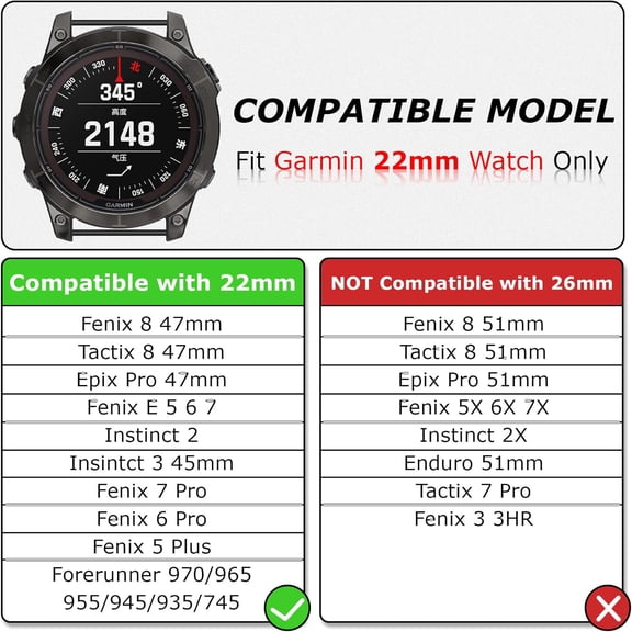 FJSHN-22mm Braid Loop Compatible with Garmin Fenix 8-47mm/E-47mm/7/7pro/6/6pro/5/5plus, Quick Fit Magnetic Stretchy Nylon Sport Strap for Forerunner 970/965/955/945/935/745/Instinct 2/Insintct 3 45mm