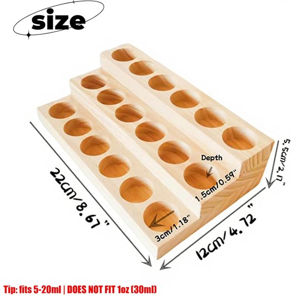 FJSHN-3 Tier Wooden Essential Oil Organizer Essential Oils Racks Display Stand Tabletop Storage Rack for 5-20ml Bottles Organizers and Storage Shelf Box Display for Essential Oils