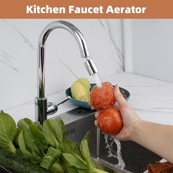FJSHN-360 Degree Swivel Sink Faucet Aerator, Big Angle High Pressure Large Flow Dual Function Kitchen Faucet Aerator, 55/64" Female Thread, Polished Chrome