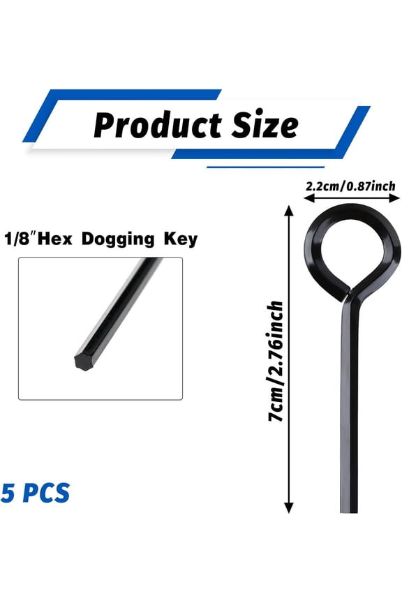 -5 Pack 1/8" Allen Wrench, Hex Key for Push Bar Door, Standard Hex Dogging Key with Full Loop, Black Metal Allen Wrenches Keychain Door Keys