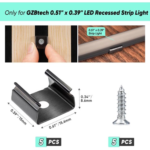 FJSHN-5 Pcs Mouting Clips Wood Slat Wall Panels LED Recessed Strip Light