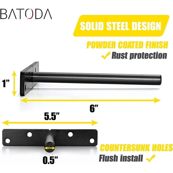 FJSHN-6" Floating Shelf Bracket Heavy Duty (4 pcs) Solid Steel Blind Shelf Supports - Hidden Brackets for Floating Wood Shelves - Blind Shelf Support - Shelving Mounting Hardware Included (Pack 4)