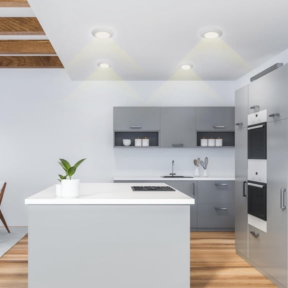 FJSHN-7" LED Flush Mount Ceiling Light - Energy Efficient LED Puck Lights - Easy-Install Ceiling Lights for Hallways - Disc Light for Home, and Retail Spaces (2-Pack, Soft White)