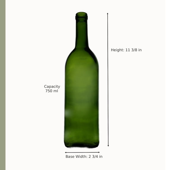 Botthle Container FJSHN-750ml Glass Bordeaux Wine Bottles, CORK FINISH, Flat Bottom ...