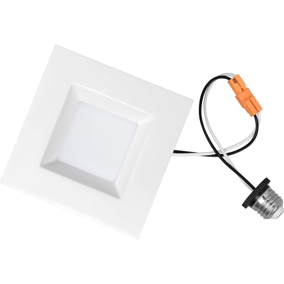 FJSHN-89200 4-Inch Square Retrofit Recessed Downlight, 11 Watts, 750 Lumens, Color Selectable 27K/30K/35K/40K/50K, 90 CRI, ETL Listed, Dimmable, White, for Entryways, Hallways, Residential Use
