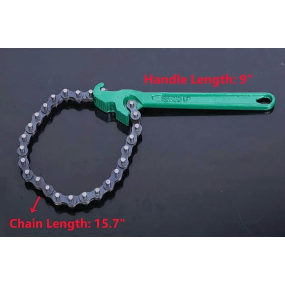 FJSHN-9 Inch Heavy-Duty Ratcheting Chain Wrench Oil Filter Wrench Reversible Chain Style Pipe Fitter Tools Fit Max 5 Inch Diameter (9 Inch)