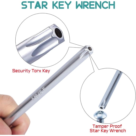 FJSHN-9 Piece Long Arm Torx Hex Key Set Industrial Level Anti Tamper Proof Star Allen Wrench Kit L-wrench Hand Tool (Sizes T10-T50)