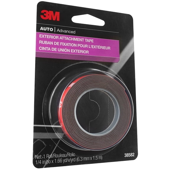 FJSHN-Auto Exterior Attachment Tape, 1/4 in x 5 ft, Heavy Duty Double-Sided Automotive Tape for Car Trim, Moldings, Emblems, and Badges (38582)