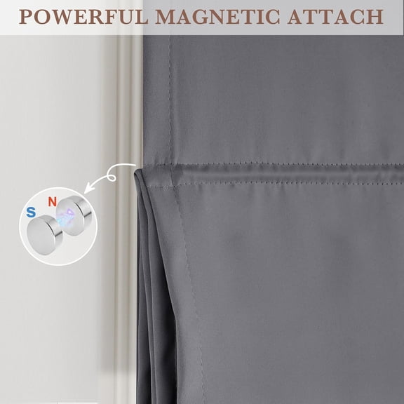 FJSHN-Classroom Door Window Curtain, Blackout Door Curtain with Adhesive Tape, Magnetic Blind Room Darkening & Privacy Assured, W8 x L36, Grey, 1 Panel