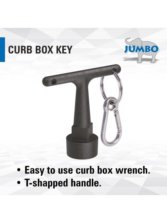-Curb Box Key Wrench, Water Valve Shut Off Tool, T-Handle Pentagon Socket with Anti-Loss Keychain