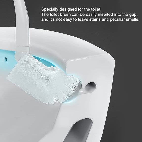 FJSHN-Curved Toilet Brush Plastic Long Antislip Grip Handle Toilet Cleaning Brushes Strong Decontamination Hanging Portable Toilet Bowl Brush Bathroom Accessories