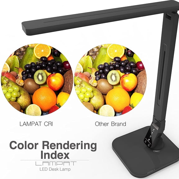 FJSHN-Dimmable LED Desk Lamp, 4 Lighting Modes (Reading/Studying/Relaxation/Bedtime), 5-Level Dimmer, Touch-Sensitive Control Panel, 1-Hour Auto Timer, 5V/1A USB Charging Port, Piano Black