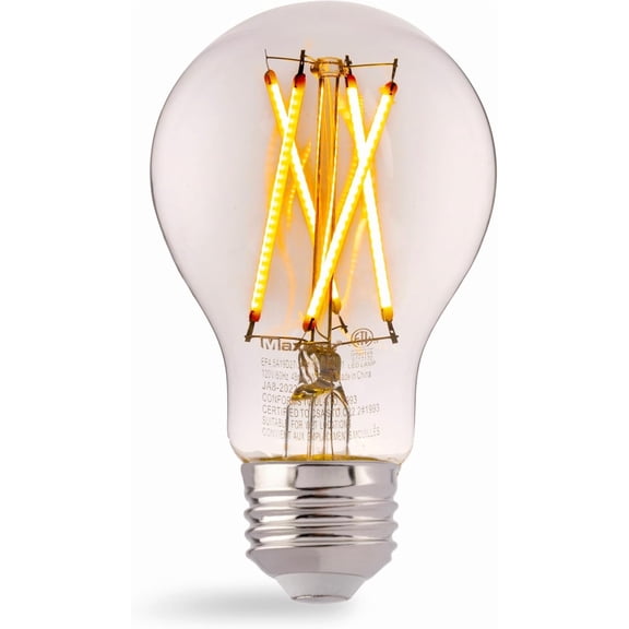 FJSHN-EF4.5A19D27/JA81 4.5W A19 Dimmable LED Bulb, Enclosed Clear Filament, 2700K Warm White Light, JA8 Listed - CRI 90, 40W Equivalent, 450 Lumens, LED Light Bulb