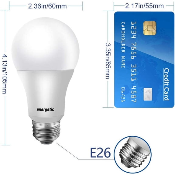 FJSHN-Energetic 24 Pack A19 LED Light Bulb, 40 Watt Equivalent Daylight 5000K, E26 Standard Base, ETL Listed, Non-Dimmable LED Light Bulb