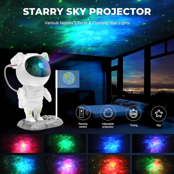 FJSHN-Galaxy Astronaut Projector with Bluetooth Music Speaker,Remote Control&Timer,Nebula Star Space Buddy Projector Light for Family Friends Gift,Bedroom Gaming Room Decor