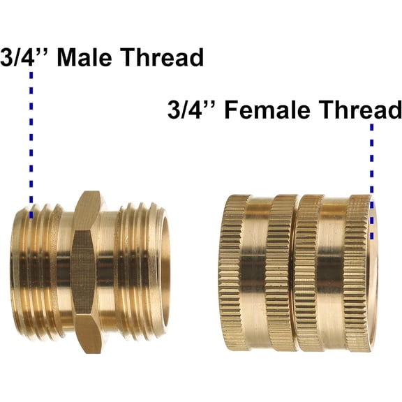 FJSHN-Garden Hose Adapter, Male to Male, Female to Female, 3/4 Inch Brass Connector, 4-Pack with Extra 4 Washers