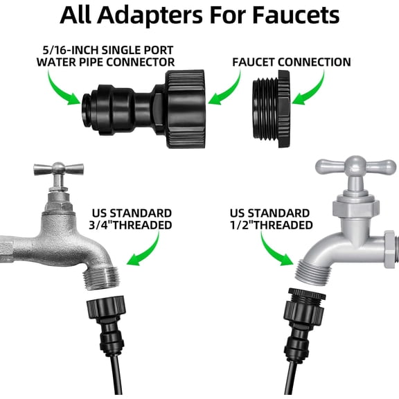 FJSHN-Garden Hose Quick Connect, 2pcs 5/16 inch Single Port Water Pipe Connector and Drip Irrigation Parts Faucet Connector, 2pcs Pipe Plugs,Suitable for 3/4 and 1/2 Faucets