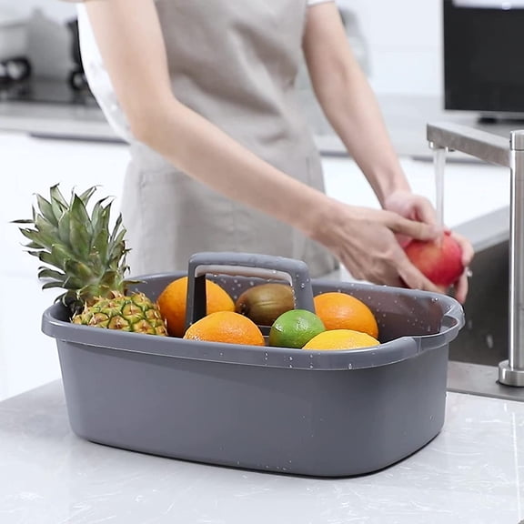 FJSHN-Large Cleaning Supplies Caddy Portable Shower Basket Supply Organizer with Handle Plastic Bucket Tool Storage for Bathroom, Bedroom, Kitchen, College Dorm, Garden, Dark Gray