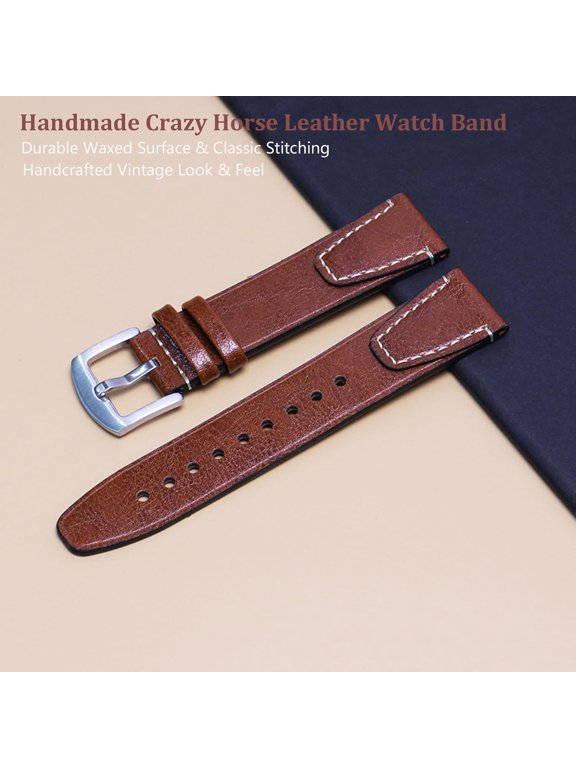 -Leather Bands Compatible with CARBINOX X-Ranger/Vesta/Blaze S/Blaze Round,22mm Fashion Vintage Leather Replacement Wristband for CARBINOX Smartwatch for Women Men