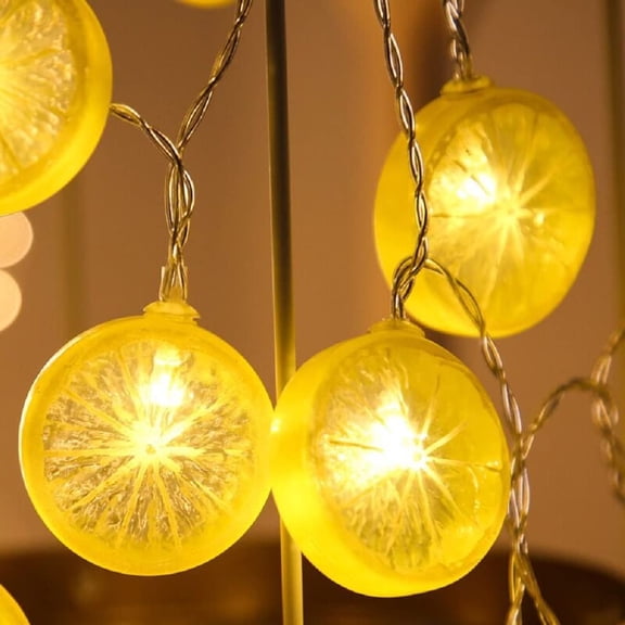 FJSHN-Lemon String Lights, Merdeco 10ft 20 LED Plug in Lemon String Lights Warm White Fairy Lights for Birthday Party Wedding Home Decoration