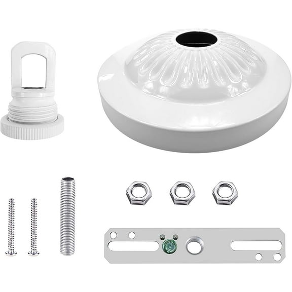 FJSHN-Light Fixture Canopy Kit, 5 Inches Diameter and 6 Feet Pendant Light Chain Includes Mounting Hardware for Chandelier or Swag Light Fixtures, Max Fixture Load of 50 Pounds (White)
