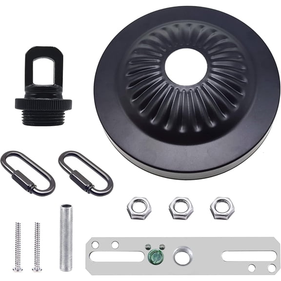 FJSHN-Light Fixture Ceiling Canopy Kit, 4.75 Inches Diameter Lighting Canopy Kit with Mounting Hardware and 2 Pcs Connection Locks for Chandelier or Swag Light Fixtures, Black