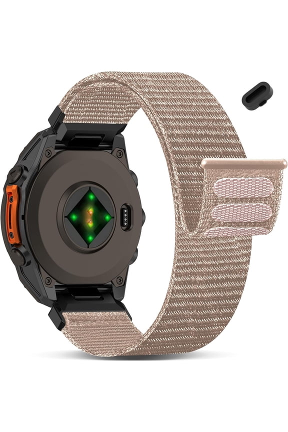 -Nylon Quick Fit Watchband Compatible with Garmin Fenix 8 47mm/Forerunner 965/970/Instinct 1/2/3 45mm Solar,22mm Soft Hook and Loop Adjustable Sport Strap for Fenix 7 Pro/7/6 Pro/6/5 plus